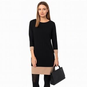 New York & Company Black Dress with Tan Trim